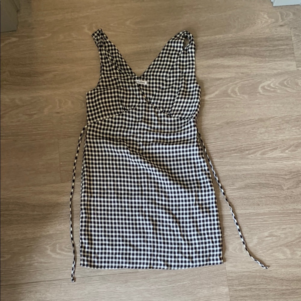 Reformation Black and off-white/cream Mini Dress